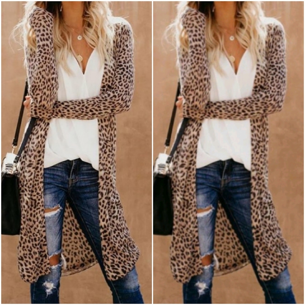 Leopard Print Lightweight Long Cardigan